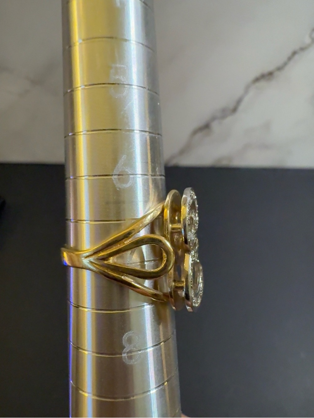 Vintage 14K Yellow & White Gold Diamond “E” - Picture 3 of 4